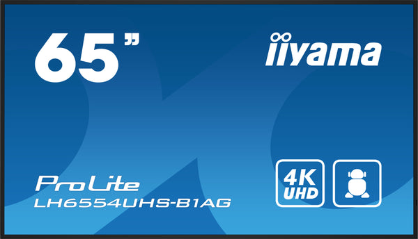 iiyama LH6554UHS-B1AG beeldkrant Digitale signage flatscreen 165,1 cm (65") LCD Wifi 500 cd/m² 4K Ultra HD Zwart Type processor Android 11 24/7