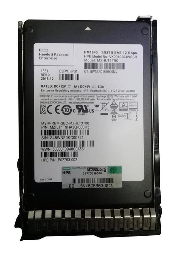 HPE 1,92 TB SSD SAS 2.5 SFF SS20K P08725-001