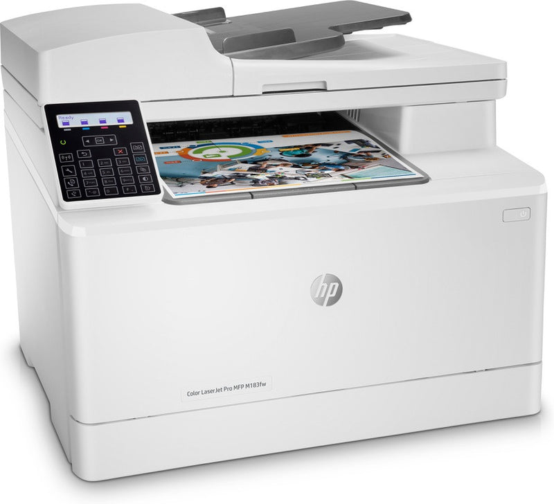 HP Color LaserJet Pro MFP M183fw, Print, copy, scan, fax, 35-sheet automatic document feeder; Energy efficient; Optimal security; Dual band Wi-Fi