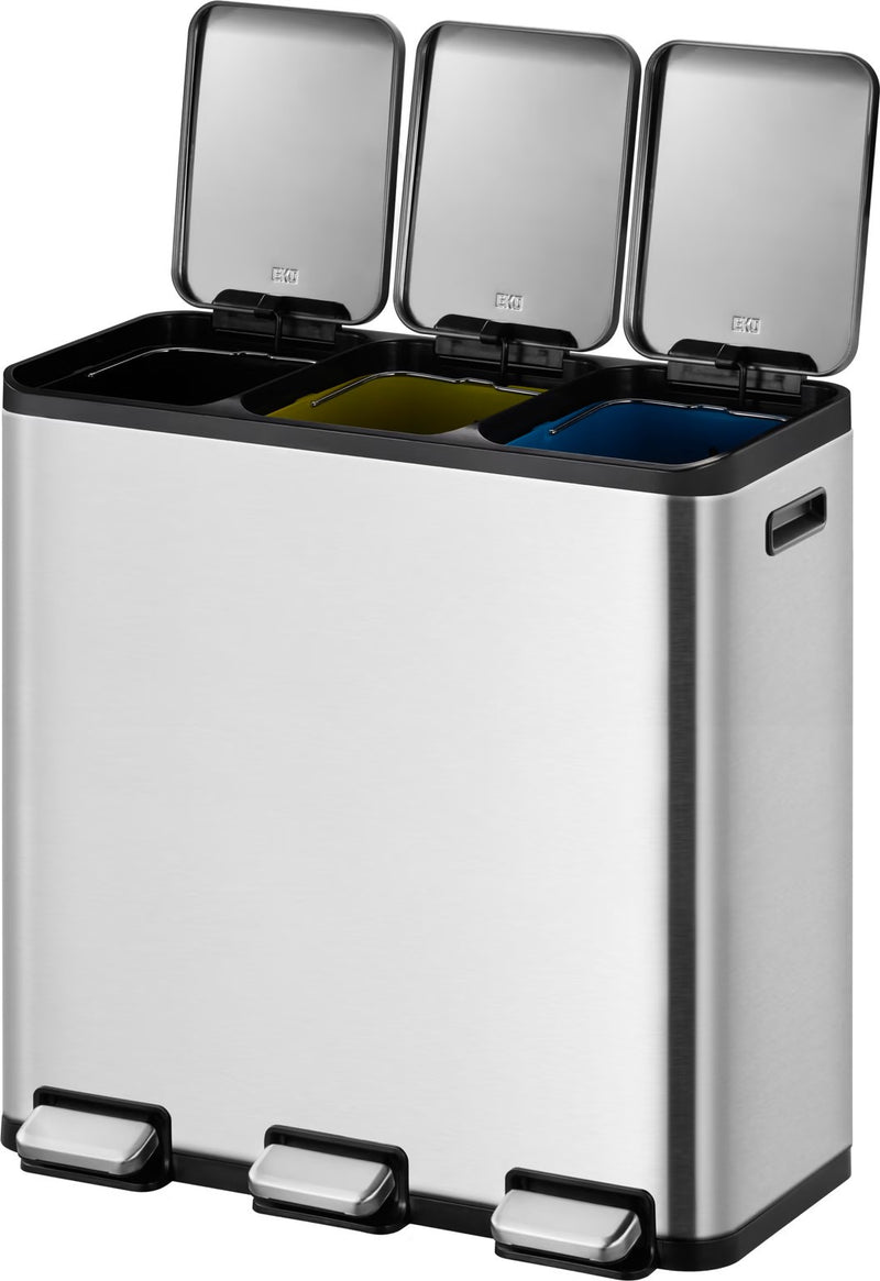 Poubelle à pédale EKO EcoCasa II 3X15L inox mat EK9129 