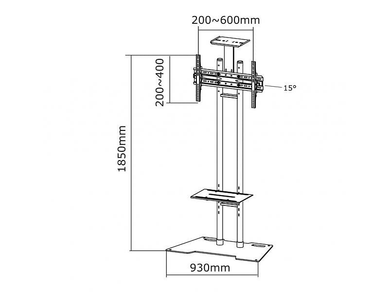 NEWSTAR Vloerstandaard 32-52" Hoogte: 155-170CM Zwart PLASMA-M1700ES