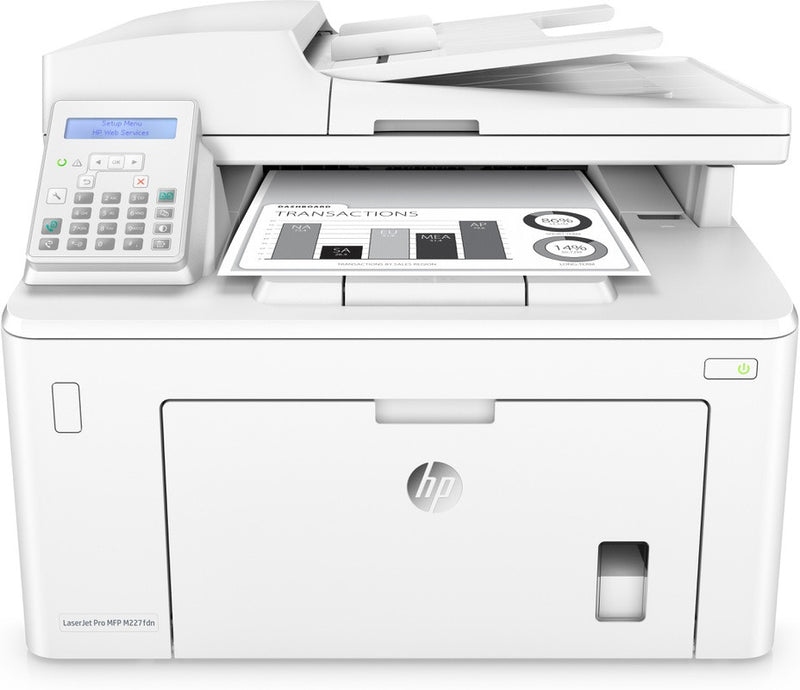 HP LaserJet Pro MFP M227fdn, Black and white, Printer for Business, Print, copy, scan, fax