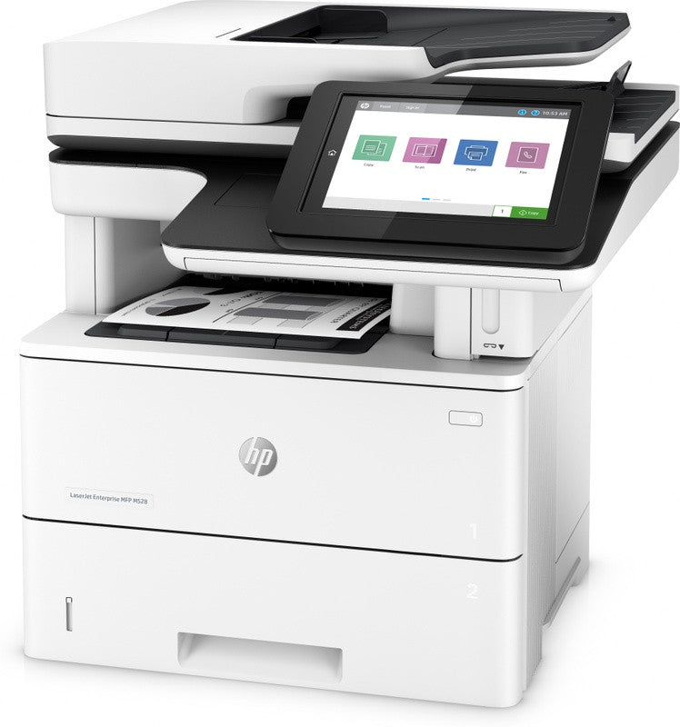 HP LaserJet Enterprise MFP M528f, Printen, kopiëren, scannen, faxen, Printen via usb-poort aan voorzijde; Scannen naar e-mail; Dubbelzijdig printen; Dubbelzijdig scannen